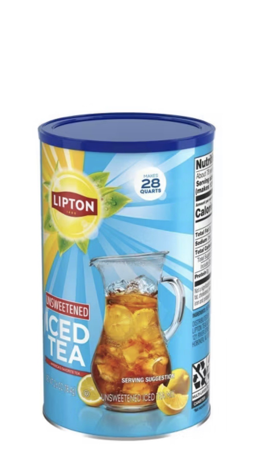 Lipton Unsweetened Black Tea Iced Tea Mix, 28 Quarts, 2.6 Oz.,