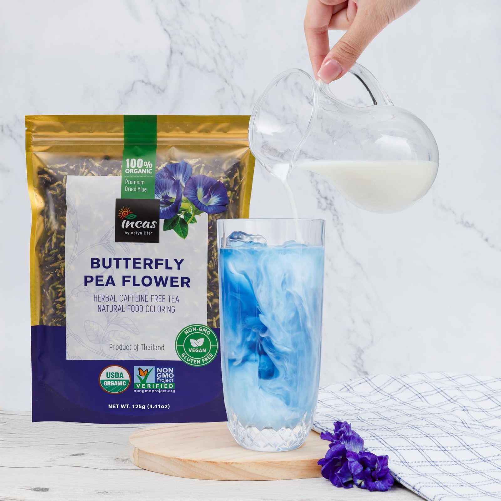 INCAS 100% USDA Organic Butterfly Pea Flower 4.41 oz (375+ Cups) DIRECT FROM …