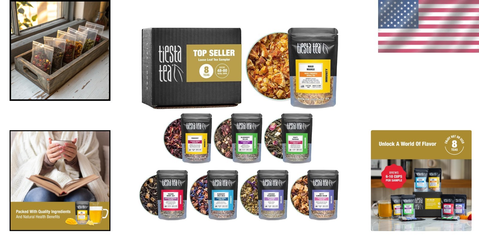 Relaxing Loose Leaf Tea Sampler Set – 8 Flavors for Hot & Iced Enjoyment