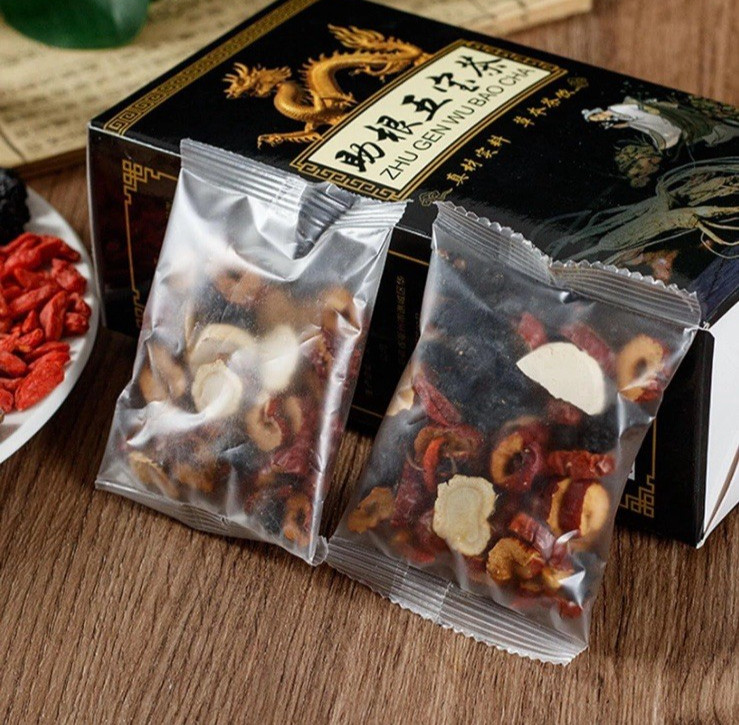 Ginseng Five Treasures Tea Kidney Zhu Gen Wu Bao Cha Wubao Bags 3 Pack