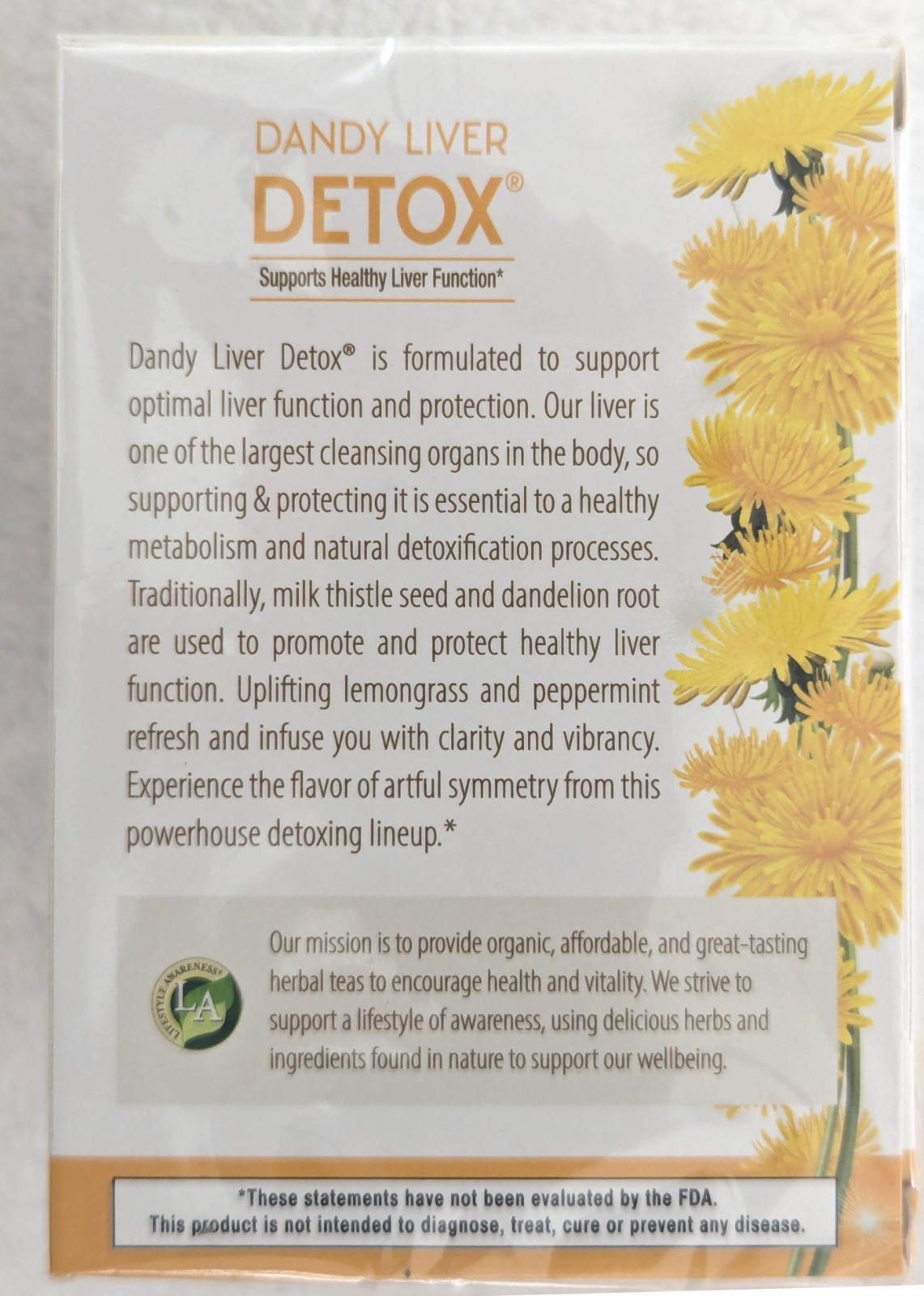 USDA Organic Dandelion Liver Detox Tea, 2 Boxes, 20 Count Each, Exp 10/27