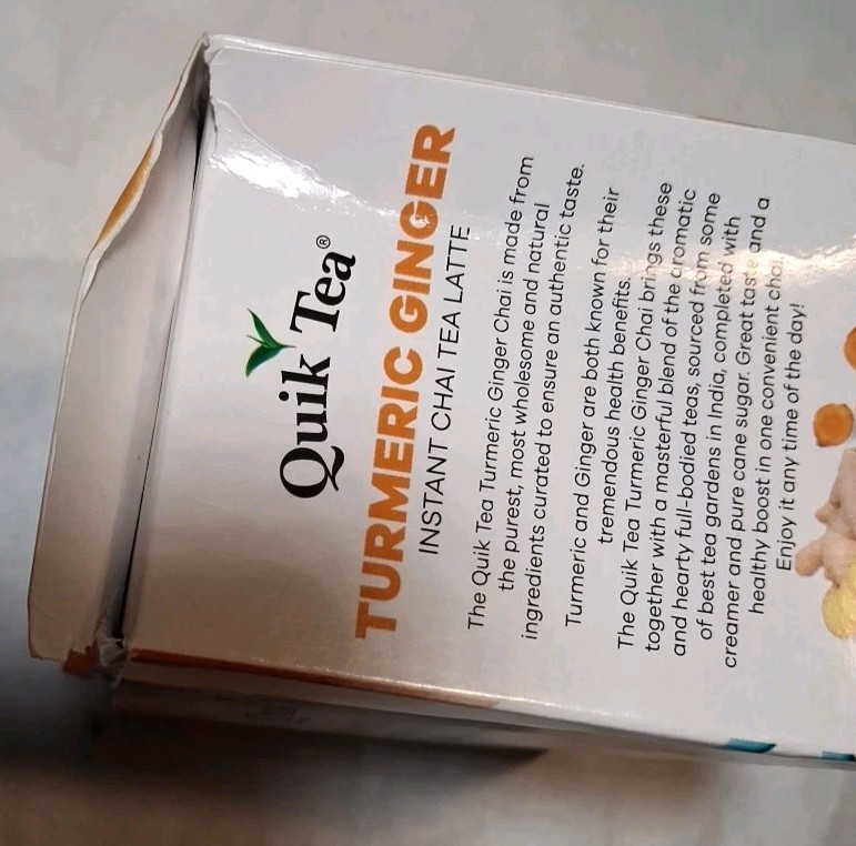 Quik Tea Turmeric Ginger Instant Chai Tea Latte 10 Servings Exp:12/27/2026