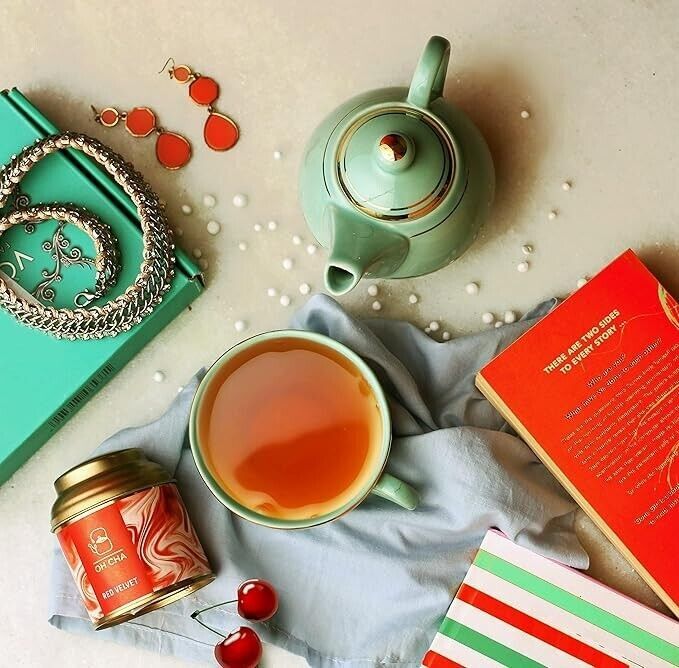 OH CHA – Red Velvet Flavoured Tea, Sweet cravings satisfied without calories 35g
