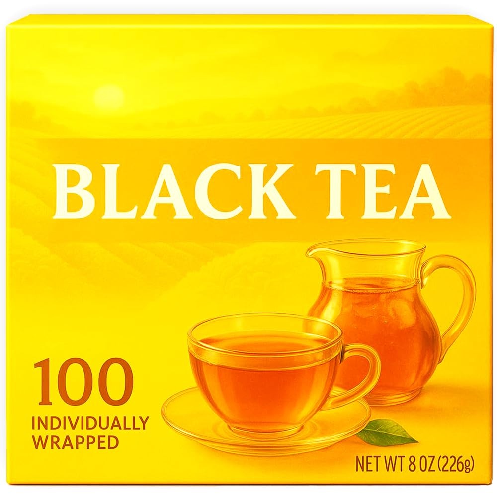 Black Tea Bags Individually Wrapped 100 Count Hot or Iced Tea Bags for Sale