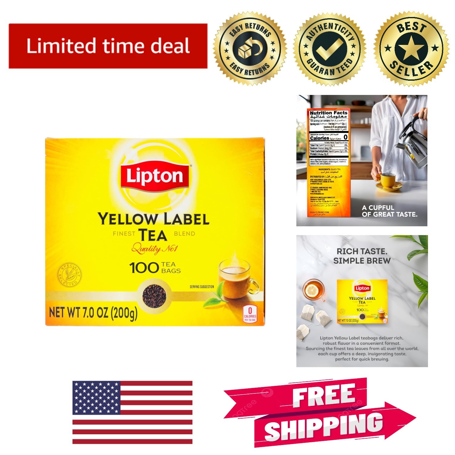 Convenient 200g Pack of Yellow Label Black Tea Bags – Perfect for All Occasions