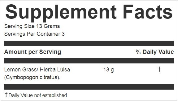 Hanan Peruvian Secrets Hierba Luisa Te Limon | 100% Natural Lemon Grass | 1.76oz