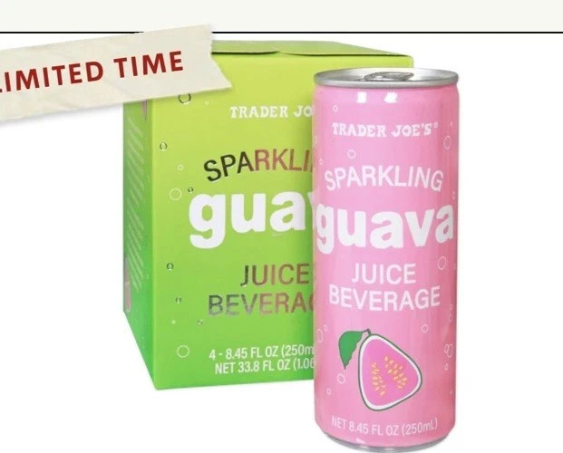 2 Packs-TRADER JOE’S Sparkling Guava Juice Beverage 8.45 fl oz Total 8 Cans