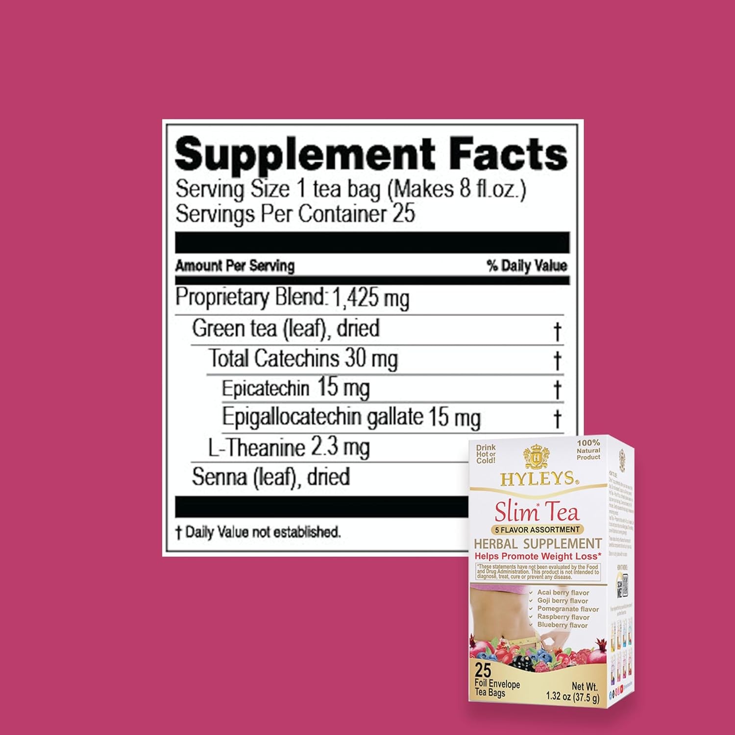 HYLEYS Slim Tea 5 Flavor Assortment – Weight Loss Herbal Supplement Cleanse and