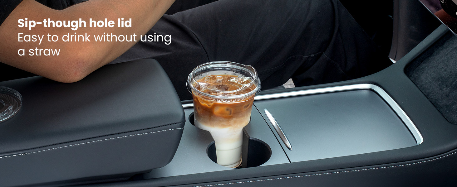 100 Pack 16 oz Plastic Iced Coffee Cups with Flat Lids and Black Straws,