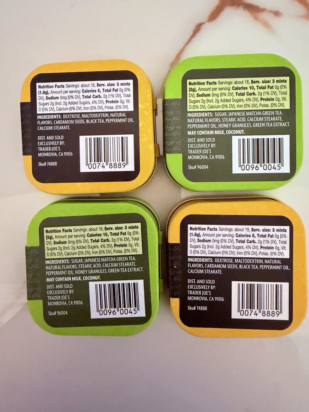 4-Pack Trader Joe’s Chai Tea & Green Tea Infused Mints