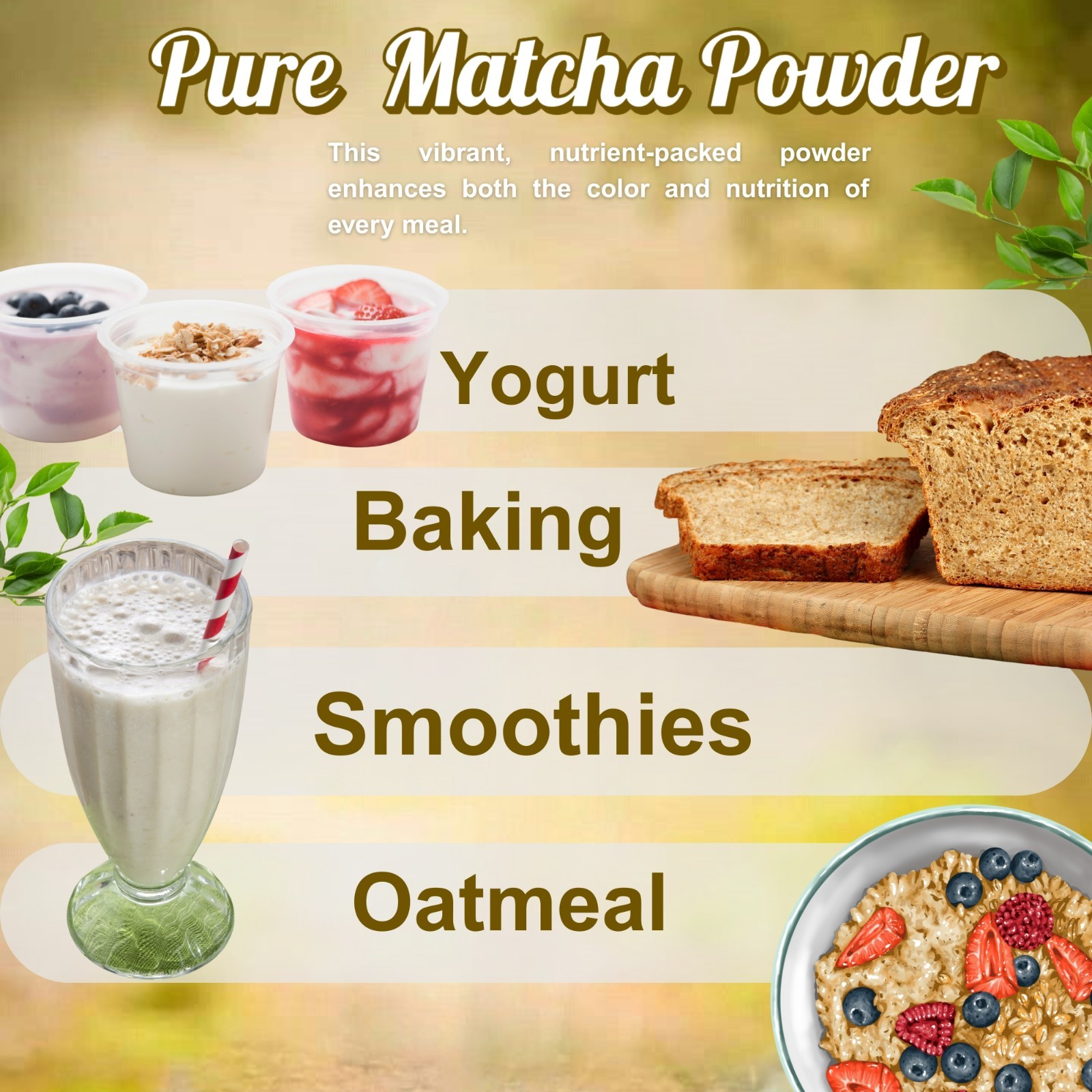 Matcha Green Tea (Té Verde) Powder (Molido) from Peru Andes 100% Natural