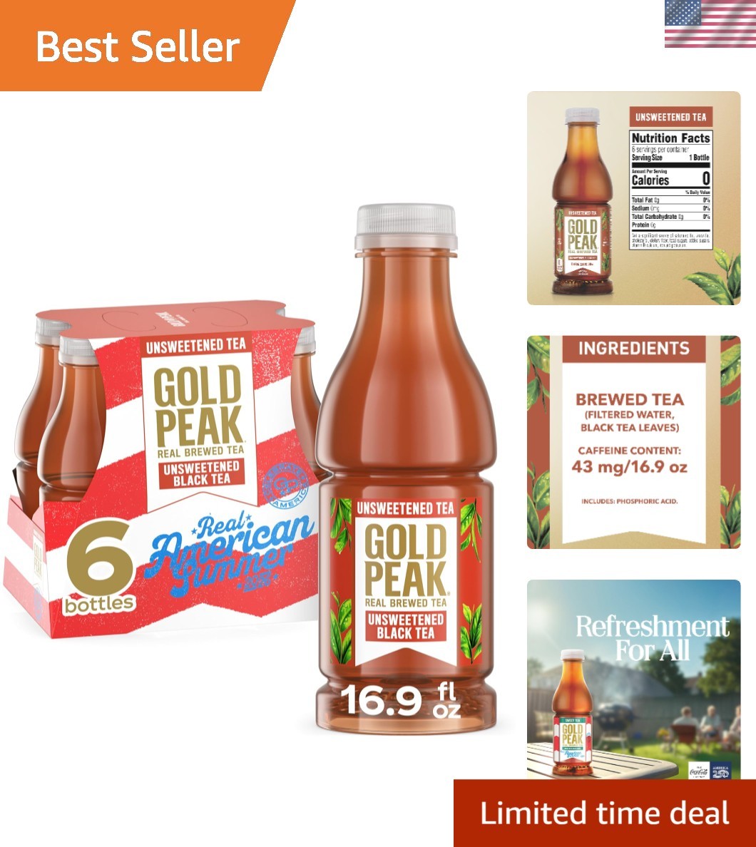 Brewed Unsweetened Black Tea – Convenient 6-Pack of 16.9 Fl Oz Hydration Bottles