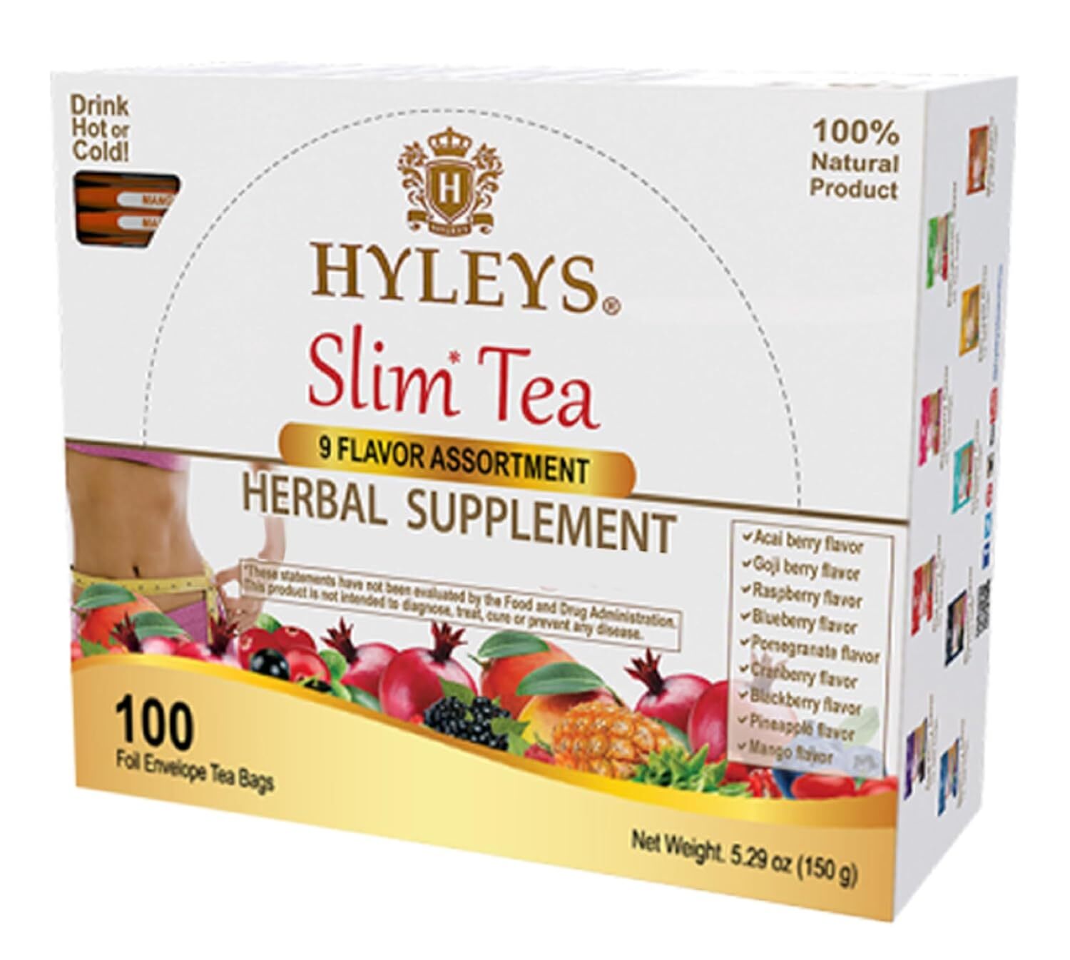 Slim Tea 9 Flavor Assortment 100 Ct – Weight Loss Herbal Supplement Clean