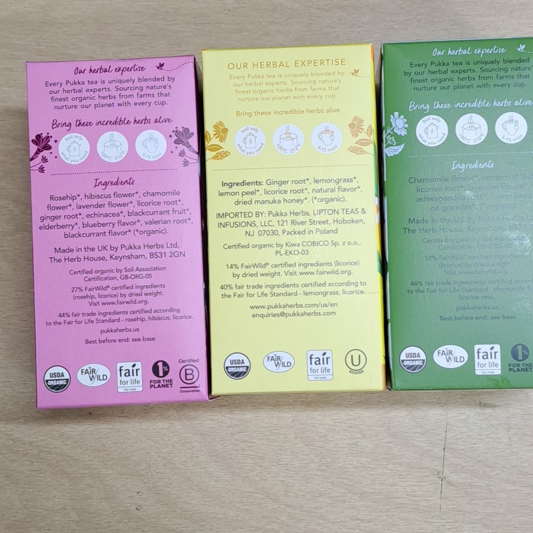 Lot Of 3 Pukka Organic Herbal Teas, Variety Pack