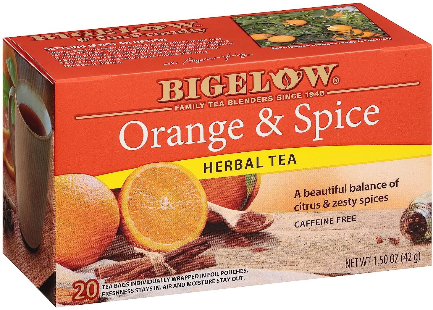 Bigelow Orange & Spice Herbal Tea – 20 tea bags