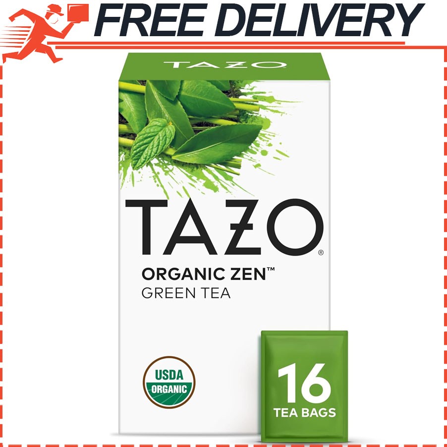 TAZO Organic Zen Green Tea Caffeinated w/ Refreshing Lemongrass & Spearmint 16ct