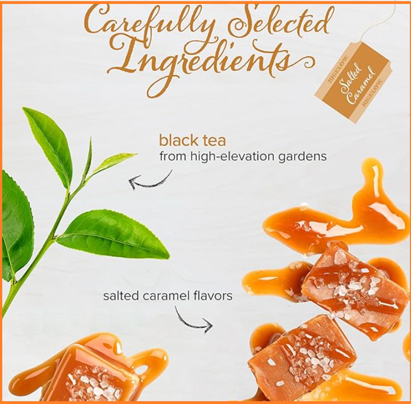 Bigelow Salted Caramel Black Tea, Caffeinated, 18 Ct (Pack of 6), 108 Total