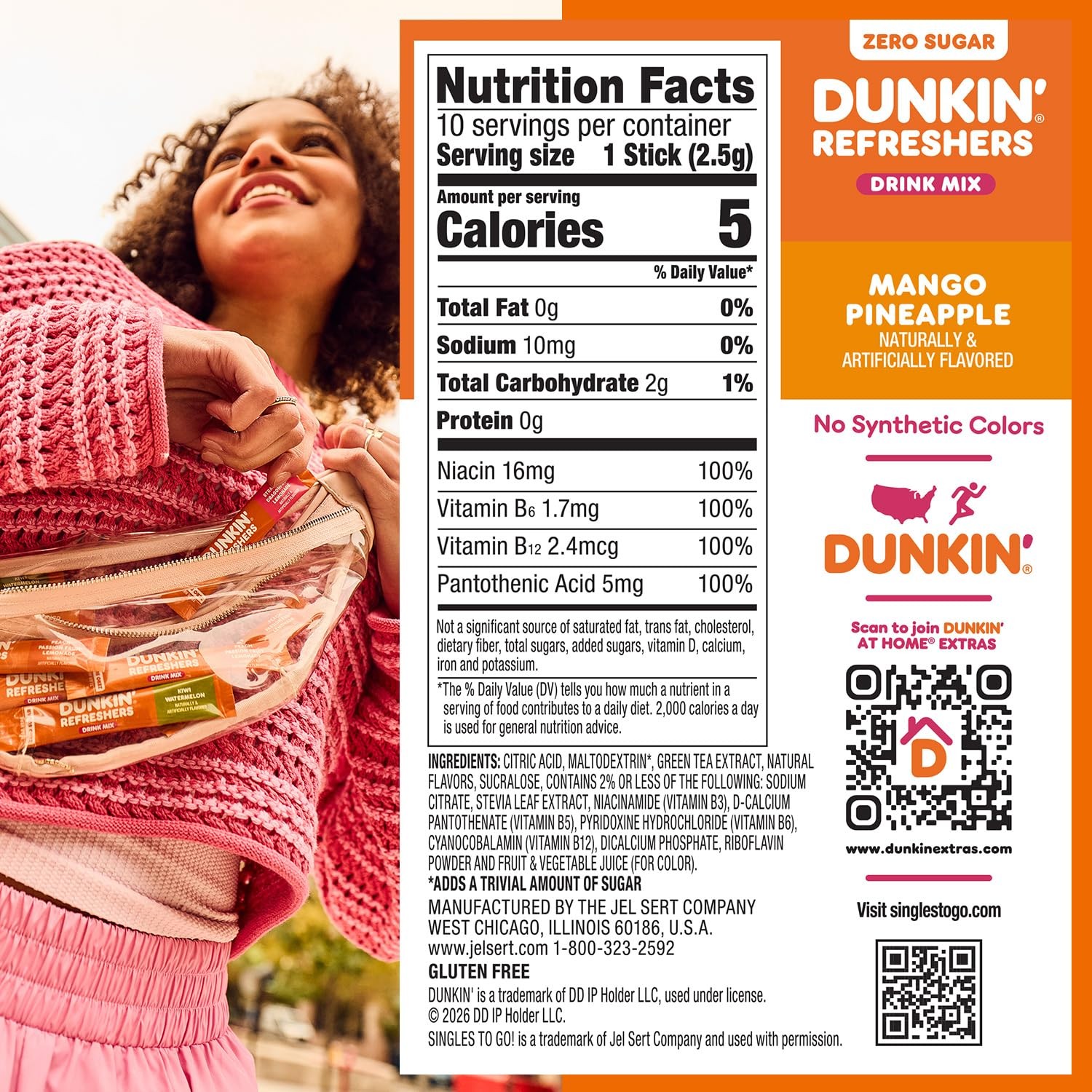 Dunkin Refreshers Mango Pineapple Powdered Drink Mix Energy Green Tea