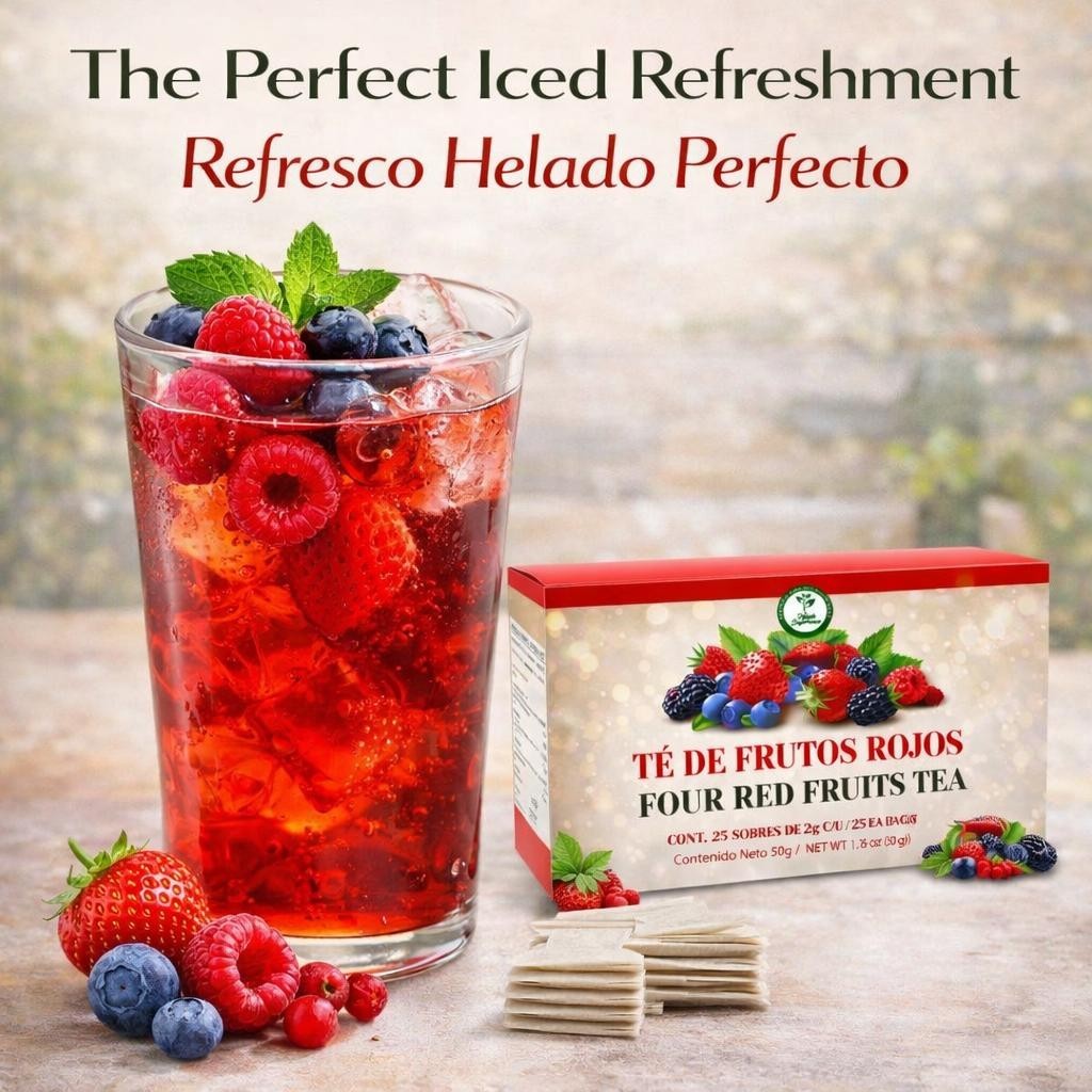 Frutos Rojos Te (Red Fruits Tea) – 100% Natural, Vegan | 25 Tea Bags