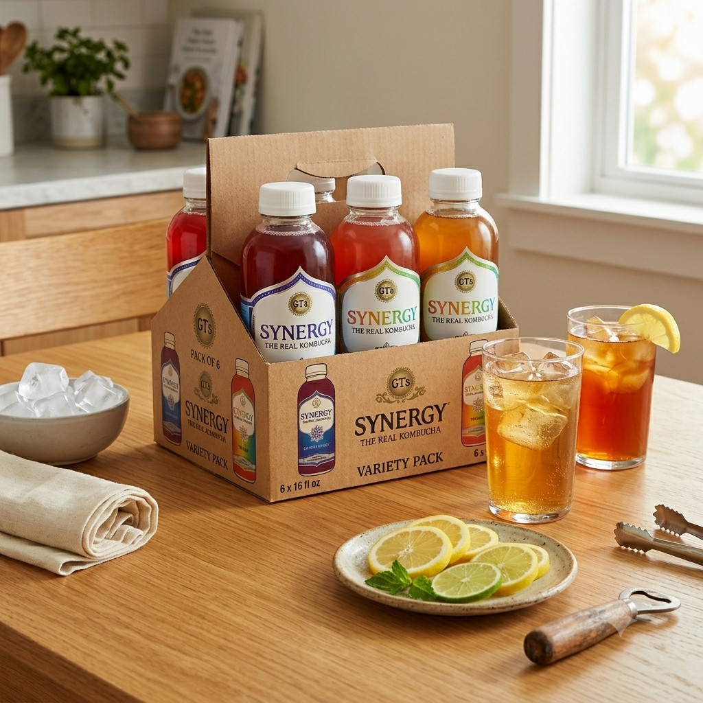 Synergy Kombucha Gingerberry & Trilogy 16oz 6 Pack Variety Beverage
