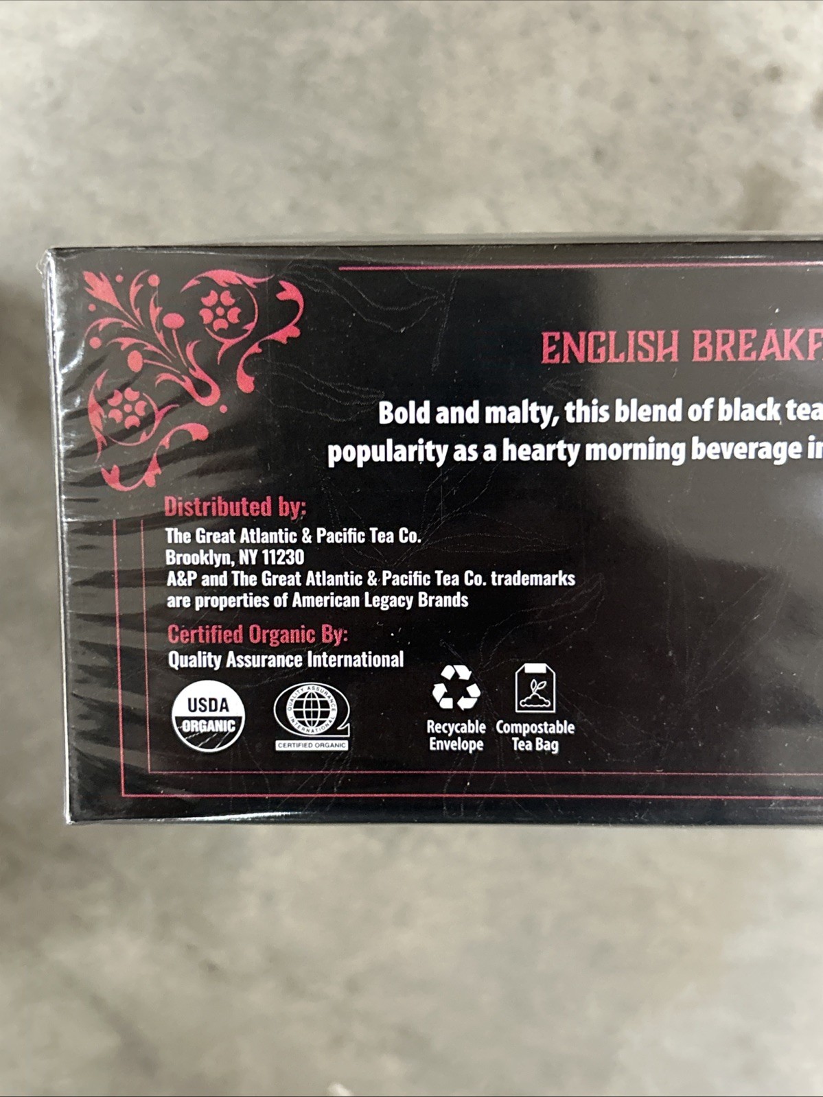 A&P Organic English Breakfast Tea 2 48 Count boxes Atlantic Pacific