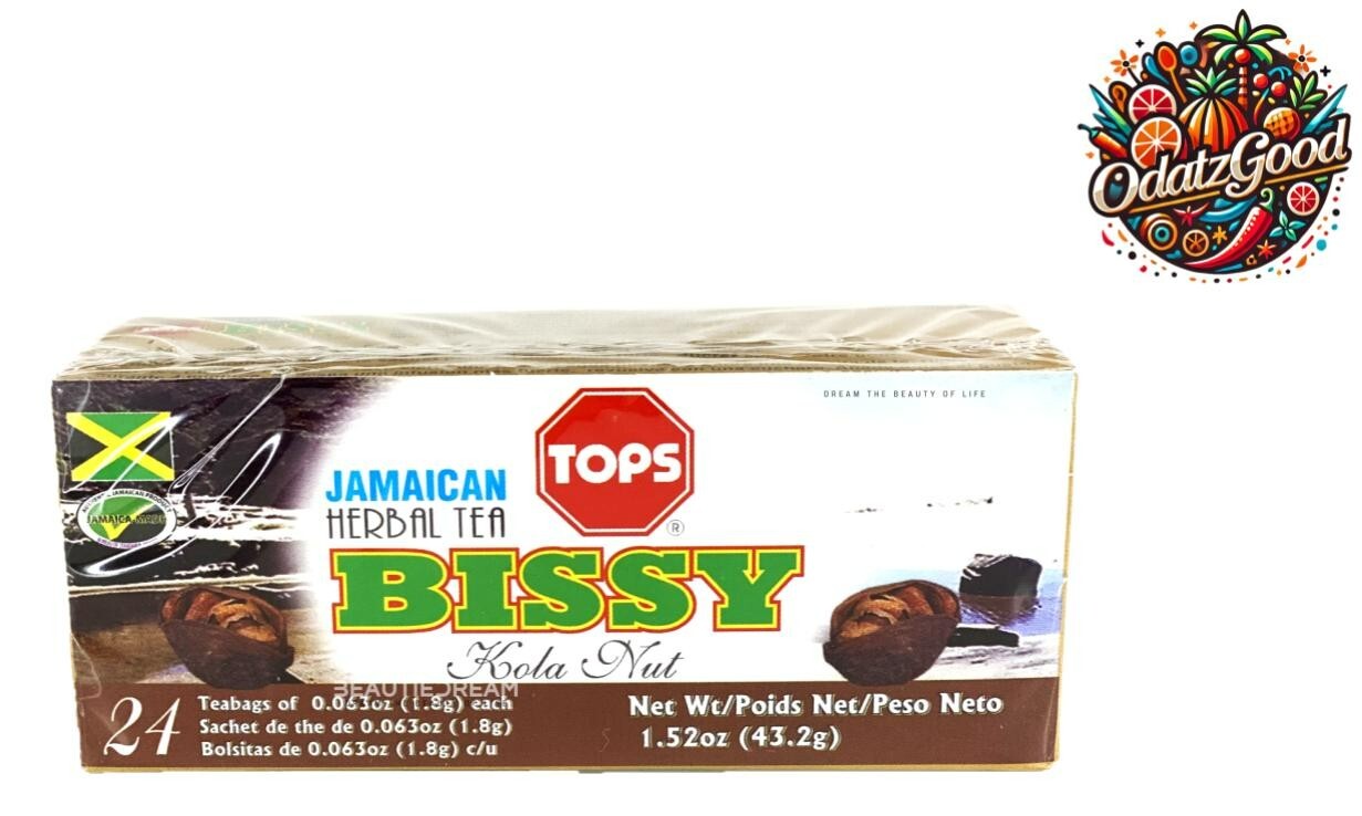 Tops Bissy Tea | Jamaican Kola Nut Herbal Tea | Product of Jamaica | 24 Tea Bags