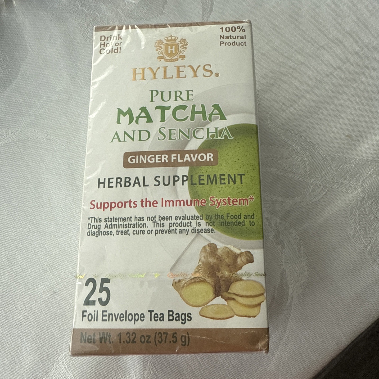 HYLEYS Pure MATCHA & SENCHA Turmeric flavor SUPPLEMENT TEA 25 Tea Bags
