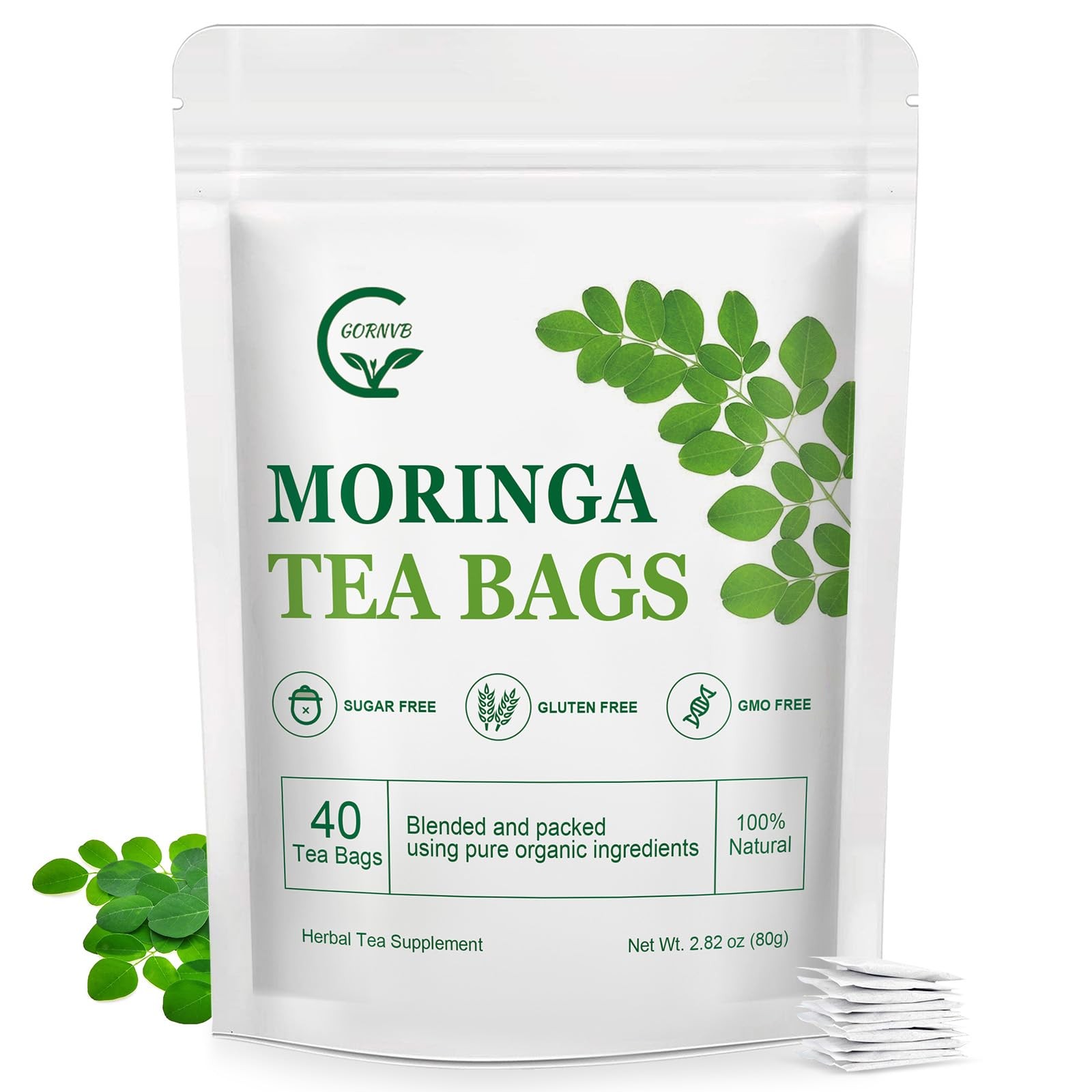 Moringa Tea Bags | 100% Pure Moringa Leaf Tea | Antioxidant-Rich, Caffeine-Te…