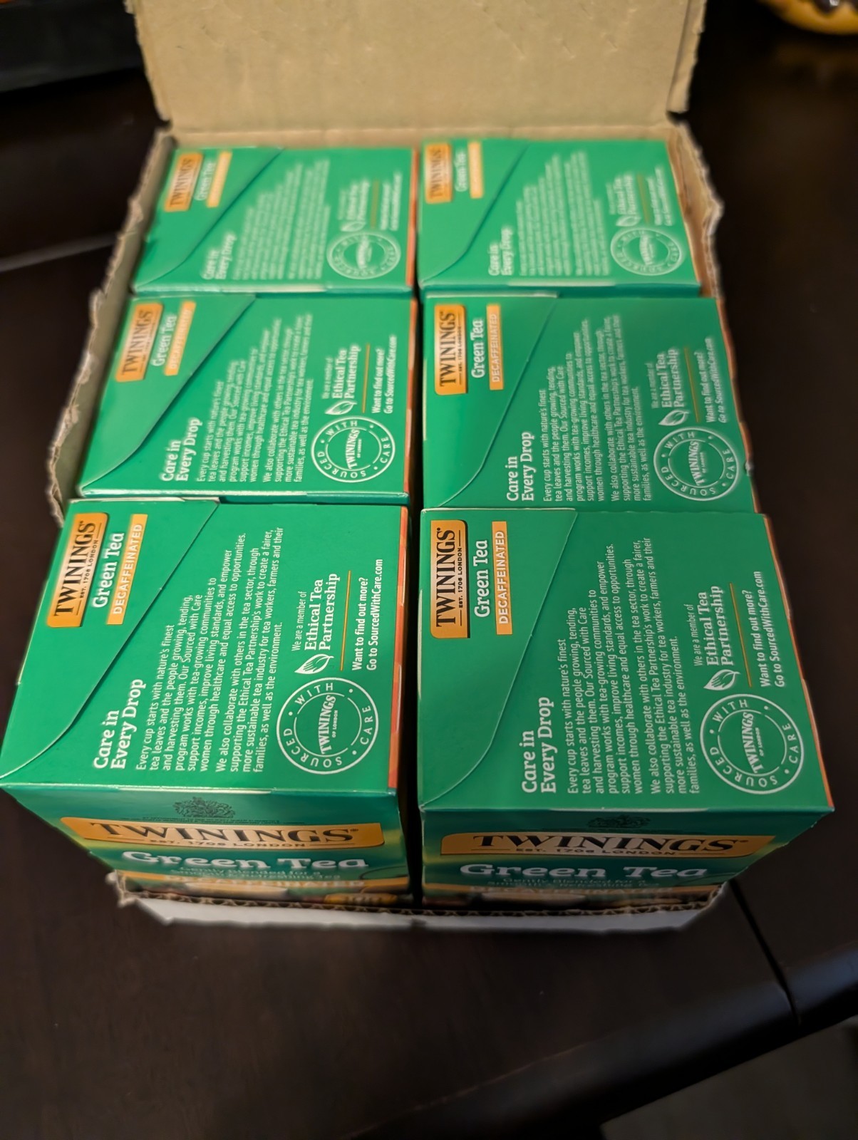 Six Boxes Of Twinings Green Tea Bags. Each Individual Box Has 20 Tea Bags.