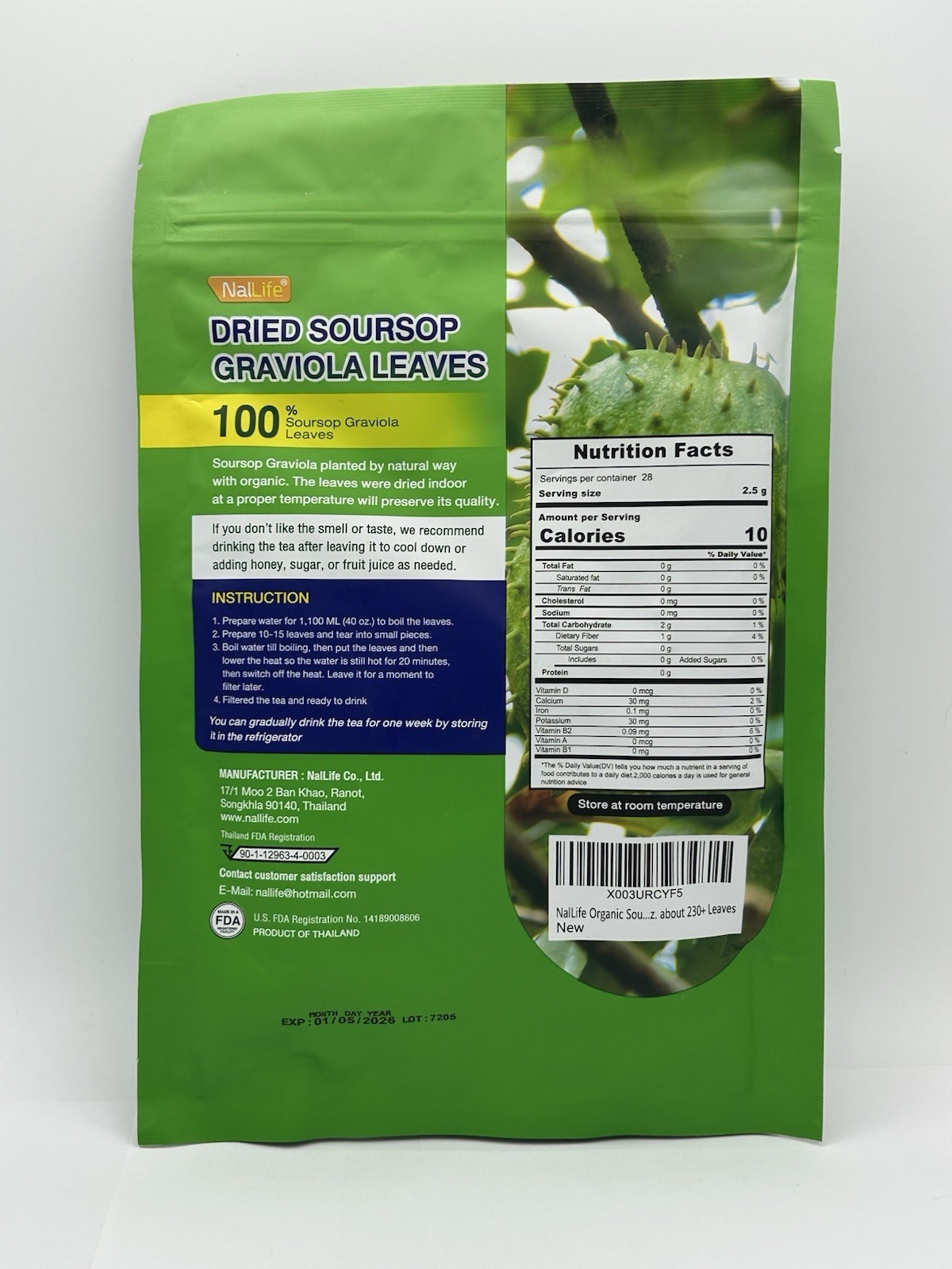 NalLife Organic Soursop Graviola Leaves For Tea (about 230+ leaves) Exp 1/26
