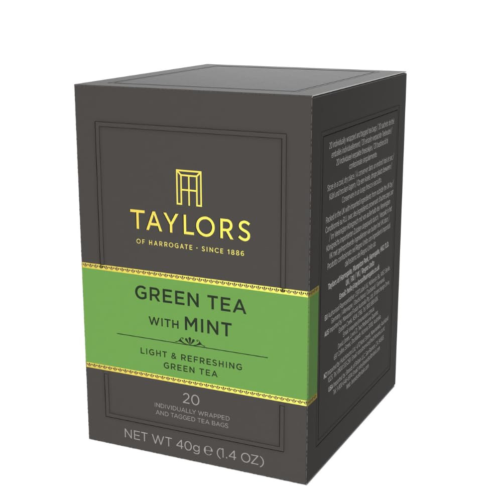 Green Tea with Mint, Individually Wrapped Bags, 20 Count (Pack of 6), Refreshing