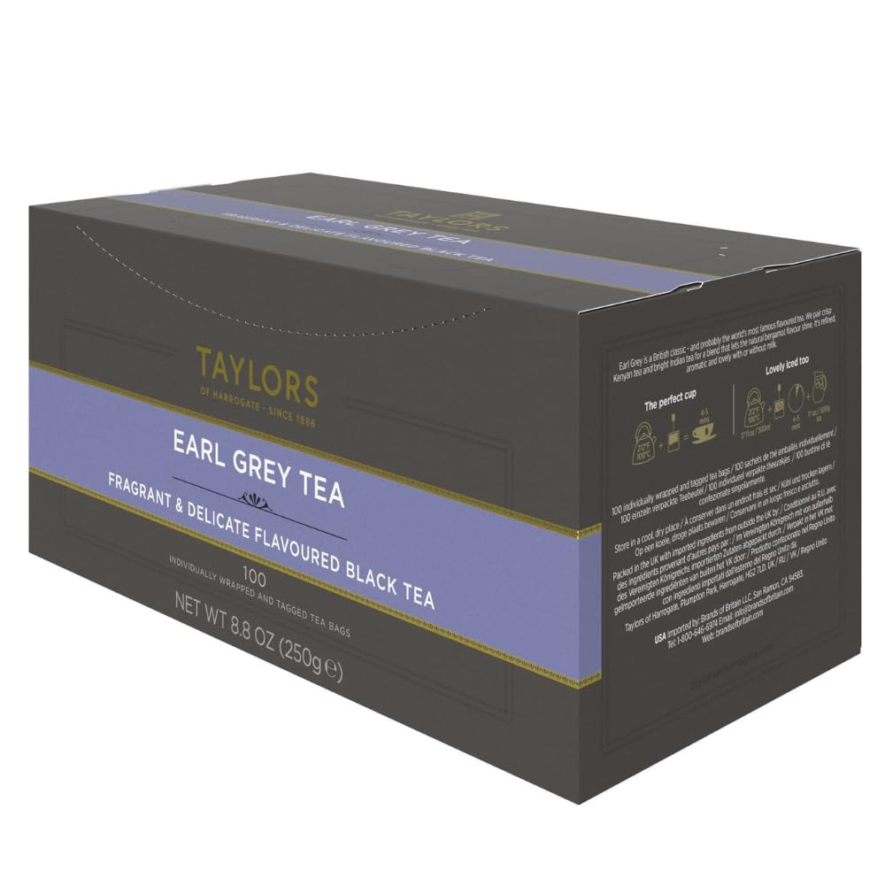 Earl Grey, Black Tea, Individually Wrapped Bags, 100 Count (Pack of 1), Fragrant