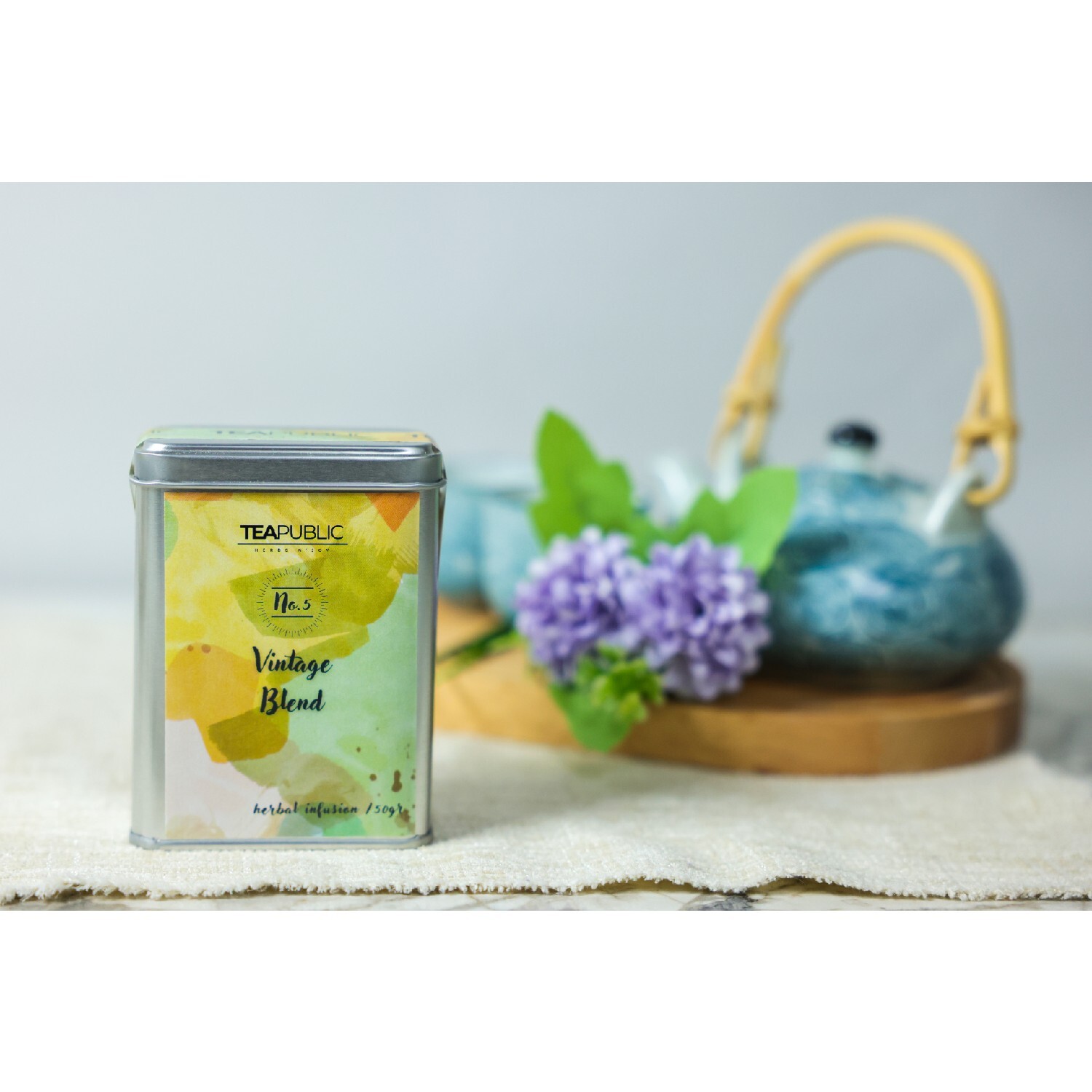 Teapublic 100% Natural Herbal Tea, Vintage Blend, Tin Can, 50 Gram