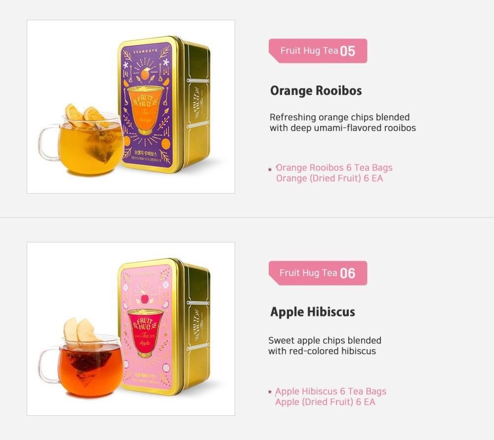 Ssanggye Korean Fruit Hug Tea Tin w/ Dried Fruit Chips Premium 6 Bags