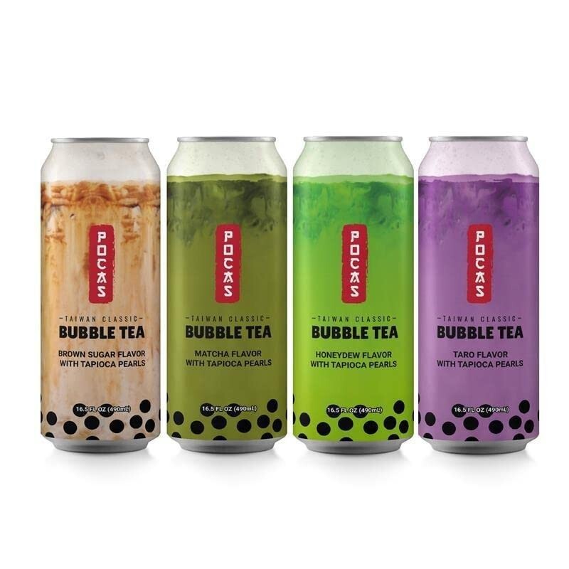 Pocas Bubble Tea with Tapioca Pearls, Variety Pack 8 can(16.5oz) BOBA TEA