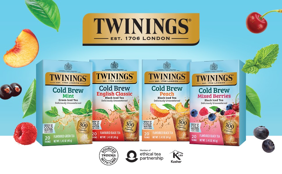 Peach Cold Brew Iced Tea Bags, 20 Count (Pack of 1), Unsweetened Flavoured