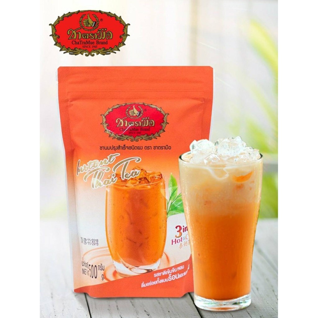 3X ChaTraMue Thai Milk Tea 3-in-1 Instant Powder for Hot & Iced Drinks 100g.