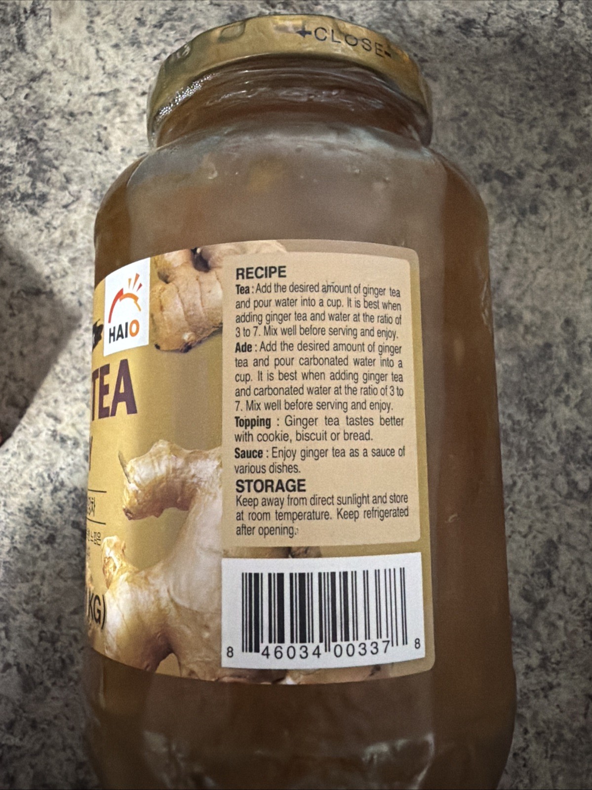 Haio Ginger Tea with Honey Product of Korea 2.2 lbs (1 kg) ( 1 Jar)
