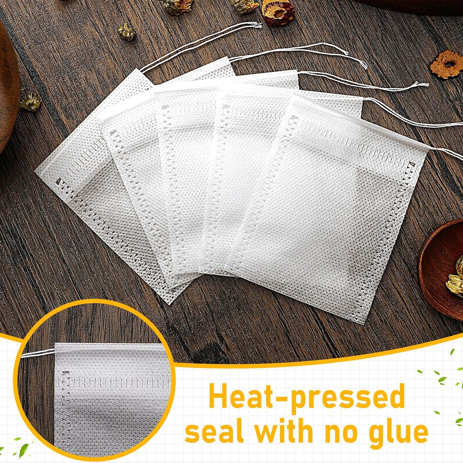 1000 Pcs Disposable Tea Bags Bulk for Loose Leaf Tea Drawstring Empty Coffee Sac
