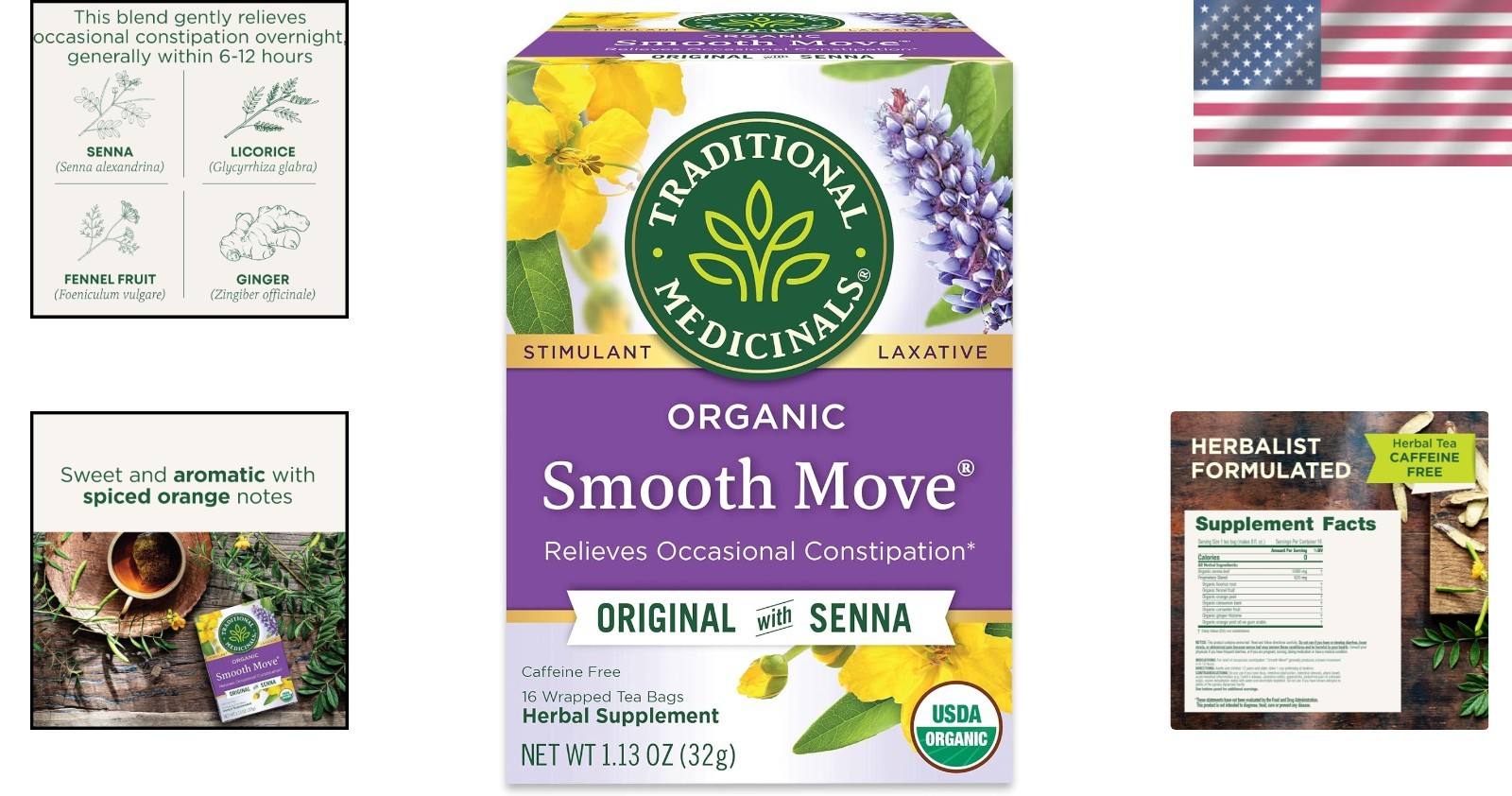 Traditional Medicinals Organic Smooth Move Laxative Tea, 16 Tea Bags
