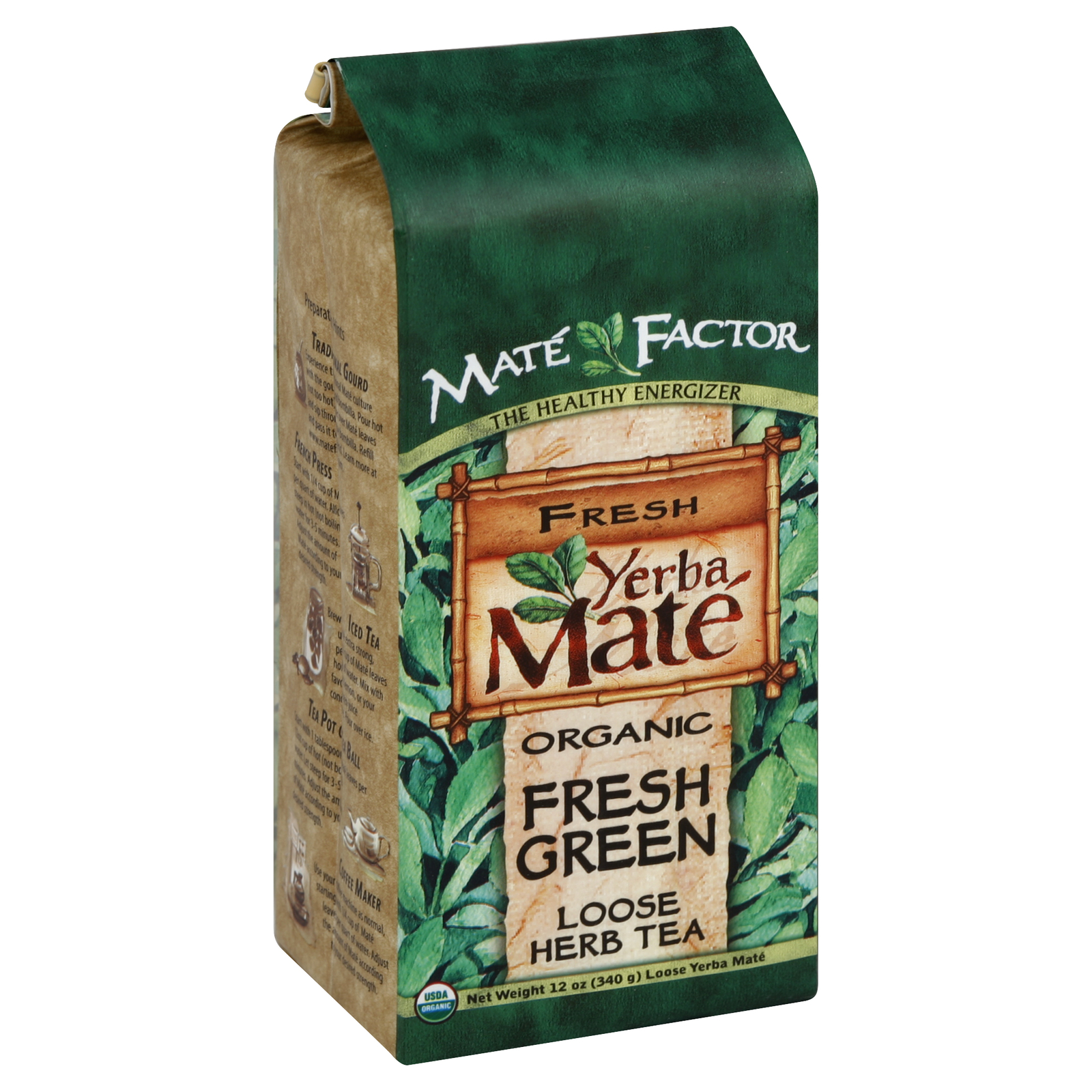 Mate Factor Tea Loose Yerba Fresh Green 12 oz (Pack of 6)