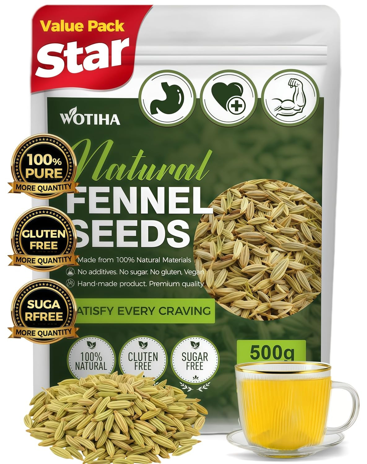 90 Count Organic Premium Fennel Tea Bags – 100% Natural & Pure Herbal Tea, Suppo