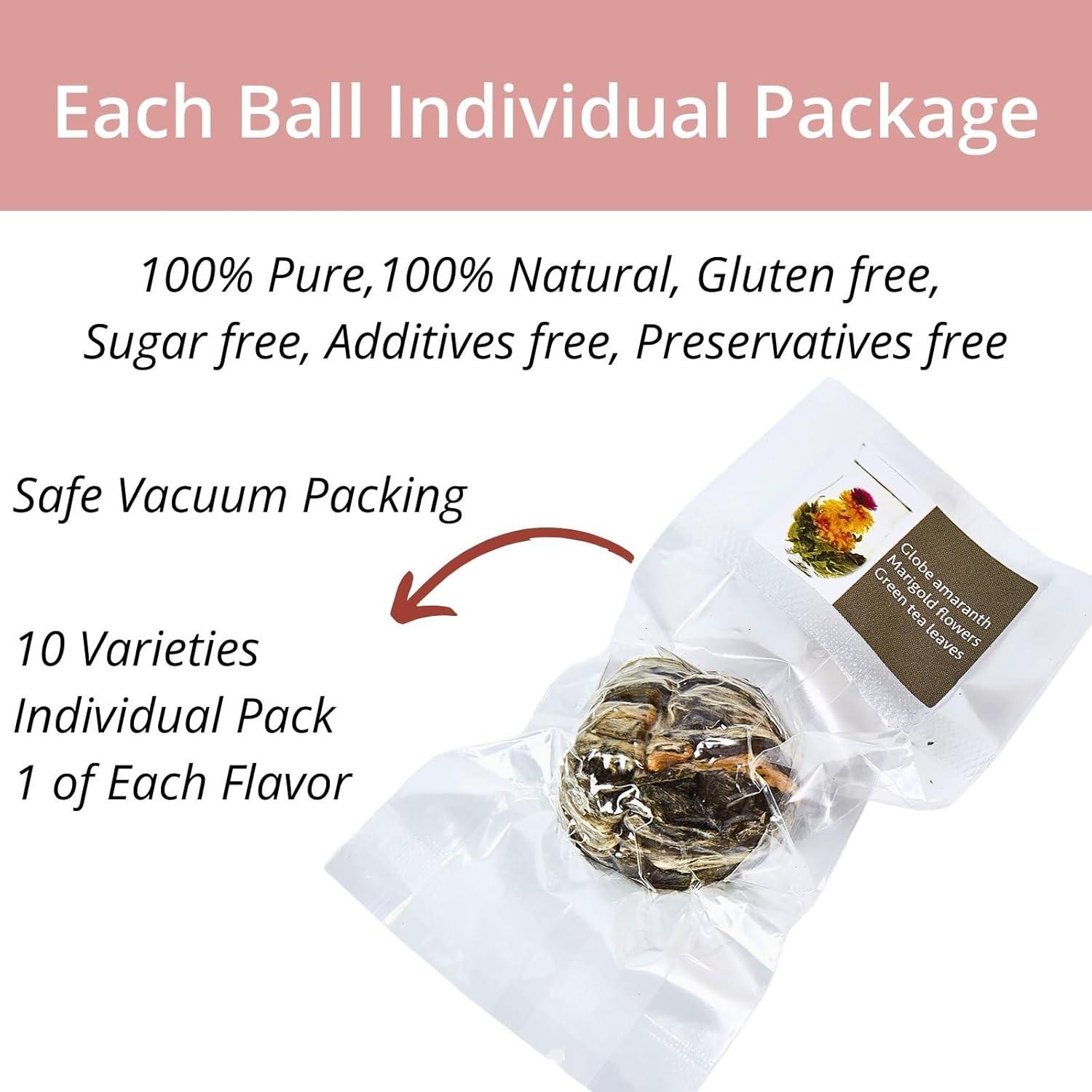 Blooming Tea Flowers Gift Set, 10 Unique Varieties Flowering Tea Balls, Individu