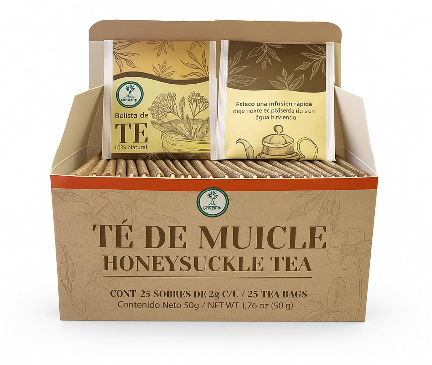 Muicle Té (Mexican Honeysuckle Herbal Tea) – 25 Tea Bags – 100% Natural, Vegan,
