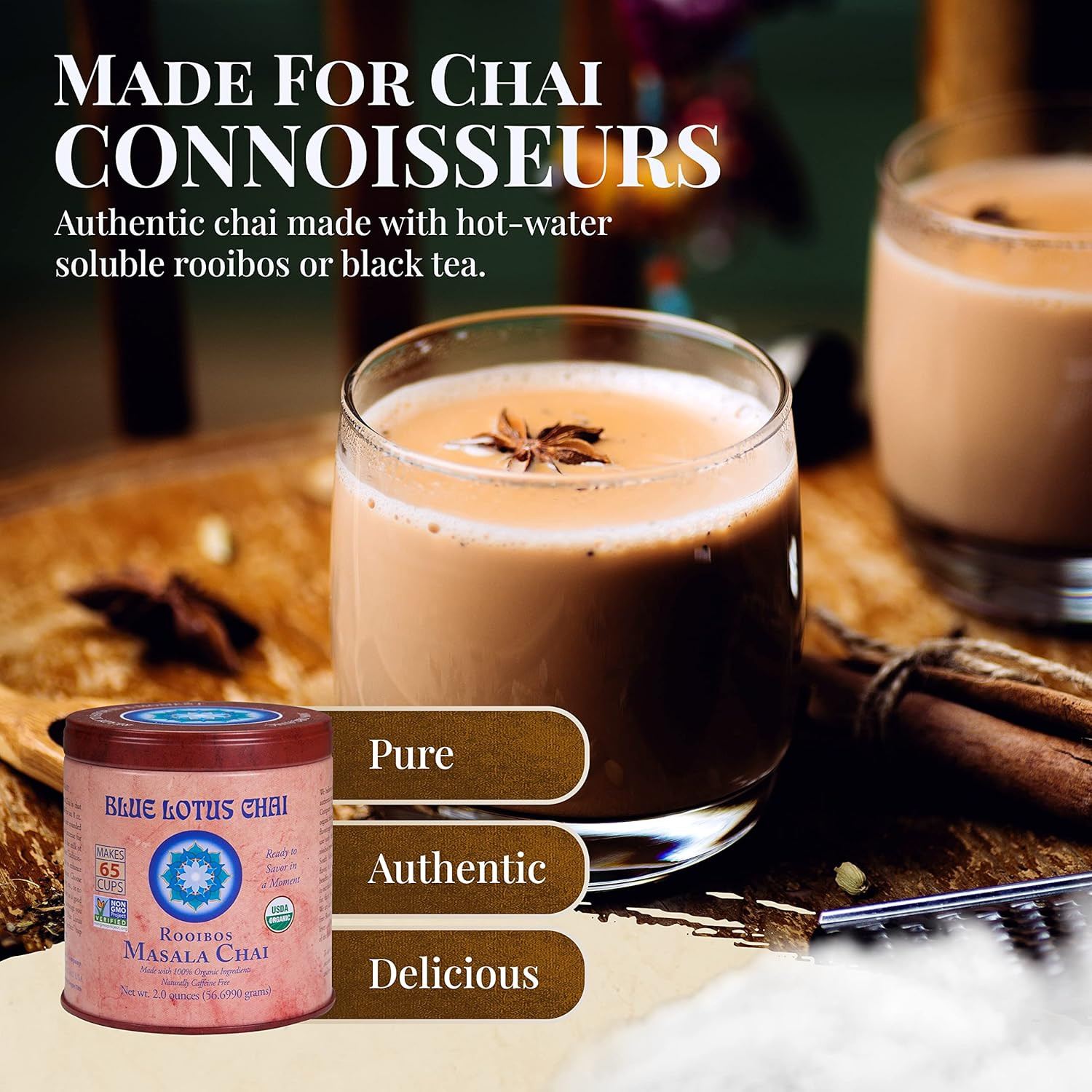 – Rooibos Flavor Masala Chai – Makes 65 Cups – 2 Ounce Masala Spiced Chai Powder