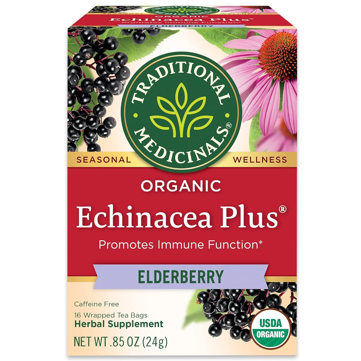 , Seasonal Wellness, Organic, Echinacea Plus, Elderberry,