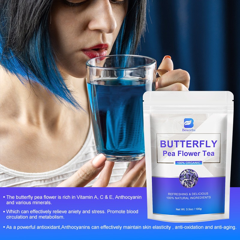 Butterfly Pea Flower Tea Pyramid Tea Bags, Clitoria ternatea Premium