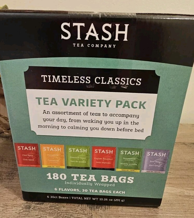 Stash Tea Variety Pack, 30 Count (Pack of 6) – 180 Bags Ex 05/27