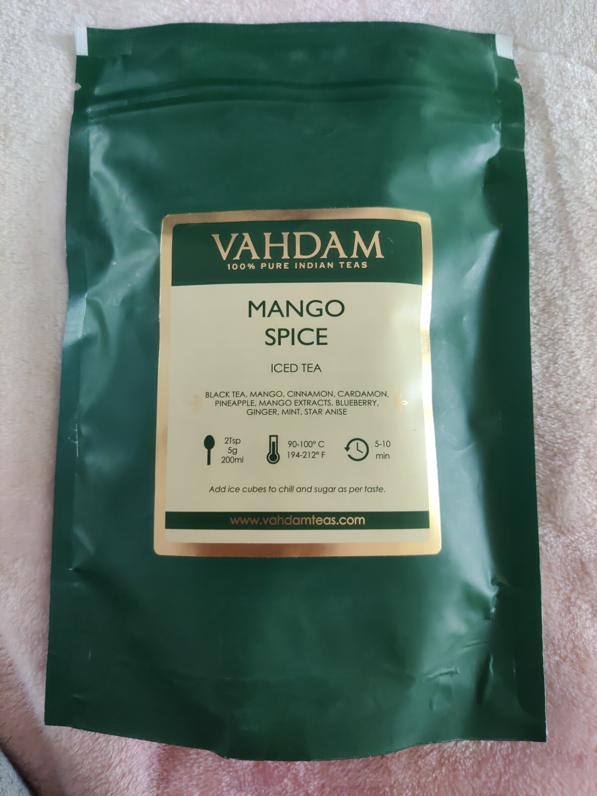 Vahdam Mango Spice Iced Tea 200 g / 7.05oz Black Tea Ginger Cinnamon EXP 12/23