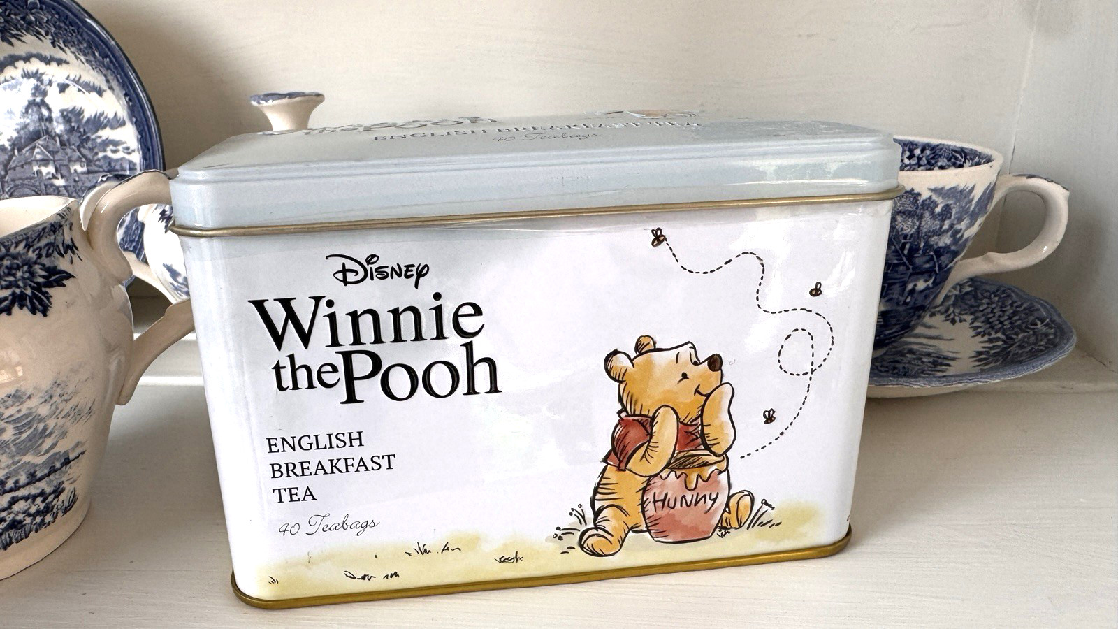 Winnie the Pooh Tea Caddy Tin with 40 English Breakfast Teabags- Made in England